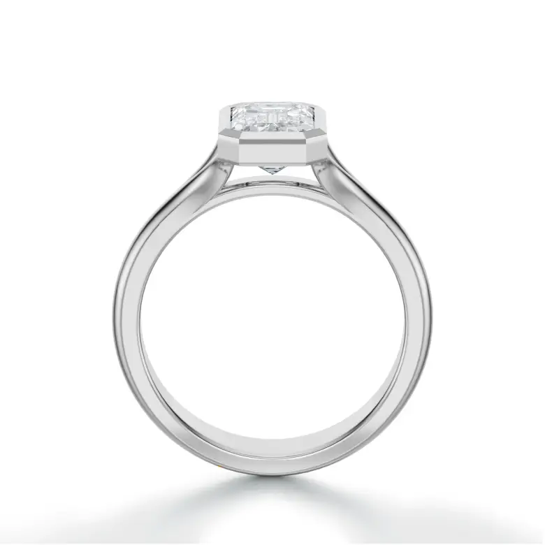 Pierścionek z diamentem w szlifie szmaragdowym białe złoto SBPZ_071